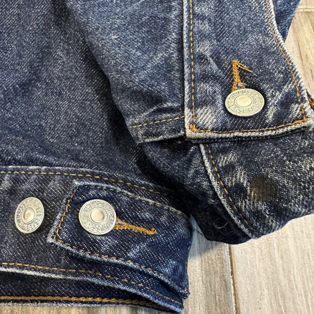 VTG Levis Dark Blue Denim Trucker Standard Jean Jacket 70507 Mens XL Y2K Work - Picture 12 of 16